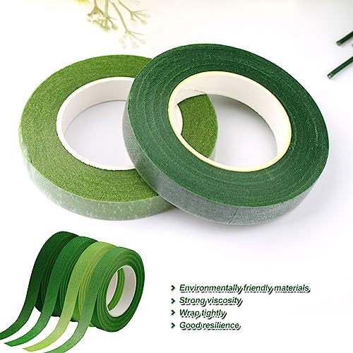 Rjayaa Floristenband Grün Selbstklebend 4 Stück Floristenkrepp Grünes Klebeband Flora Blumenband für Bouquet Blumensträuße DIY Kunsthandwerkk
