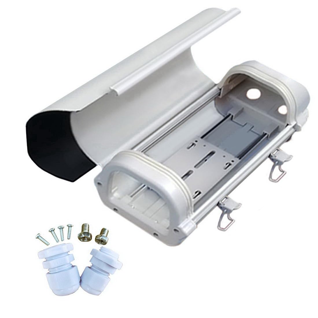 CCTV Sicherheitsgehäuse für Innen- und Außenbereich, Kamera-Box, 1 Stück, Aluminiumlegierung, 15,2 cm/20,3 cm/25,4 cm/30,5 cm, IP65, wetterfest, Anschlussdose, Kamerahalterung, Gehäuse, Staubschutz