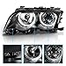 AmeriLite Projector Headlights Halo Black for BMW 3 Series E46 4 Door - Passenger and Driver Side