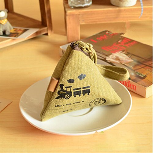 Kingus Canvas Geometric Wallet Retro Coin Purse Bag Triangle Canvas Headphone Package Included Package Pouch, train