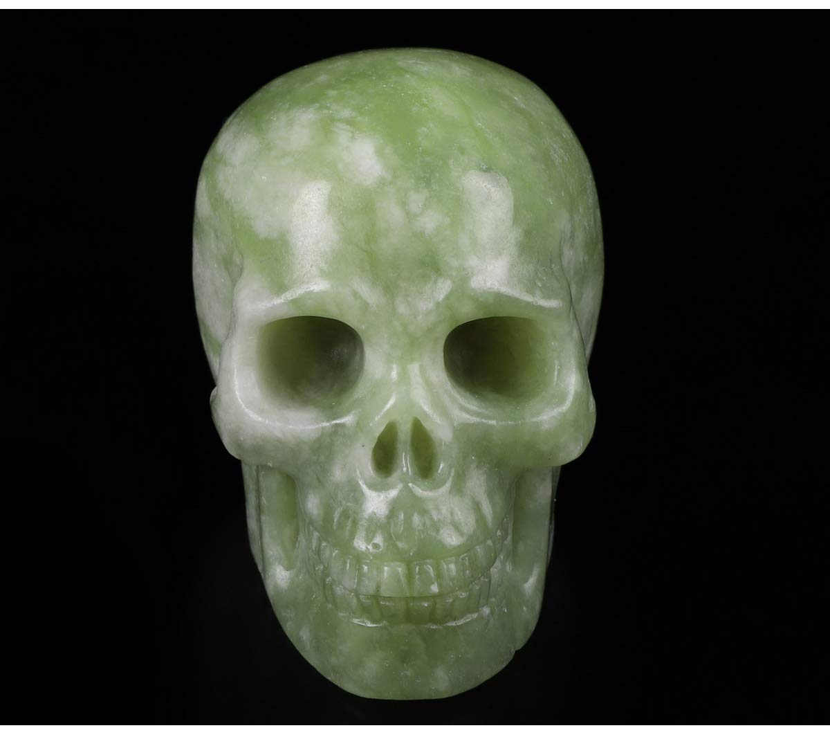 Skullis 2.0" Chinese Picasso Crystal Skull, Hand Carved Gemstone Fine Art Sculpture, Reiki Healing Stone Statue.1027
