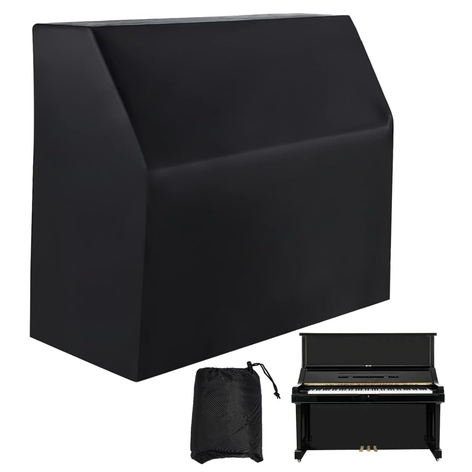 Copertura per Pianoforte Verticale Full Size Impermeabile e Antipolvere - Copertura Completa in Tessuto Oxford 420D Resistente, Protezione da Luce Solare, Umidità e Polvere con Custodia (Nero)