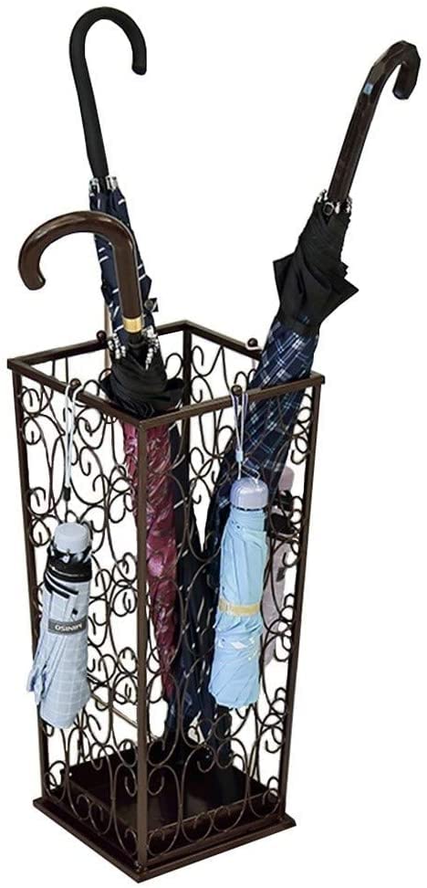 Porte-parapluie gain de place avec bac d'égouttement pour ranger 4 parapluies pliants