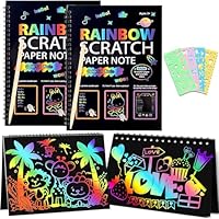 Rnigra Rainbow Scratch Art 2 Pack, Scratch Art for Kids, Scratch Art Party Bag Fillers, Rainbow Magic Handmade Toys Games Paper, DIY Set 3-12 Years Old Girls and Boys Kids Birthday Party Games