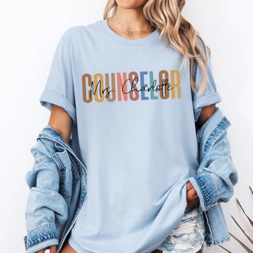 Personalized Educator T-Shirt, Custom Teacher Name Tee for Women, Counselor Kindergarten Librarian Principal Shirt3