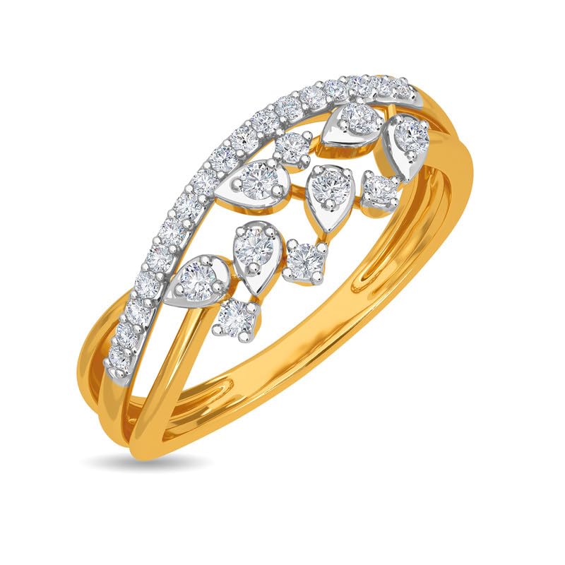 Image of KISNA 14k / 18k Real Gold & Diamond Ring | Diwali, Rakhi Rakshabandhan Gift for Sister /Bhabhi /Women | With Certificate of Authenticity & BIS-Hallmarked Gold Jewellery | Shaona Ring