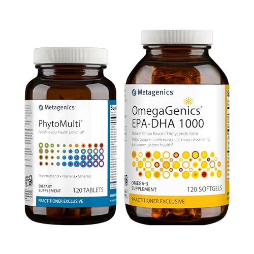 Metagenics Bundle - OmegaGenics EPA-DHA 1000 & PhytoMulti - 120 Softgels of EPA-DHA 1000 for Heart, Health & Immune System Health* - 120 Tablets of PhytoMulti for Overall Health & Aging*