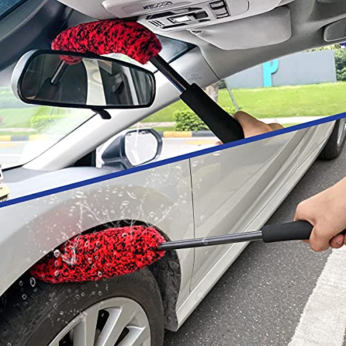 GNILLKO Car Detailing Brushes Kit,14 PCS Wheel Tire Detailing Brush Set, 3Pcs Synthetic Car Wheel Rim Woolie Cleaning Brush, Different Sizes Automotive Detail Brush for Dashboard, Interior, Exterior - Thumbnail 6