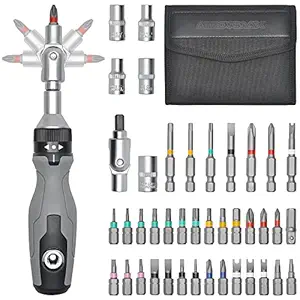 ARROWMAX Ratcheting Screwdriver Set with 42 Bits - Versatile Ratchet Screwdriver and Screwdriver Bit Set for DIY and Professional Projects