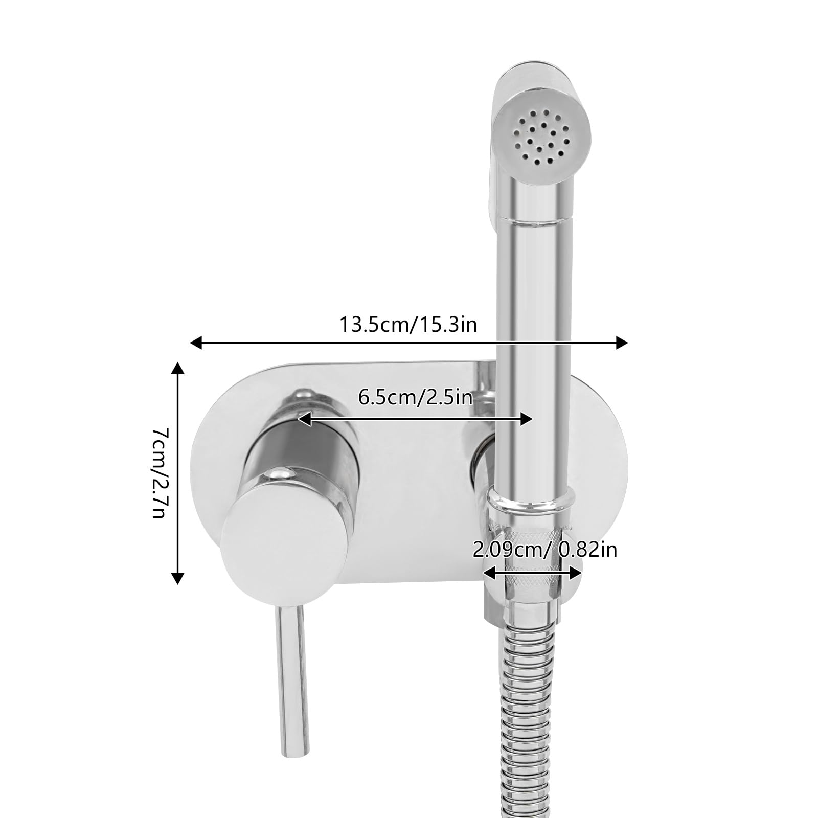 Set per bidet doccetta in acciaio inox con tubo a molla e pressione regolabile per bidet per WC, tubo cromato bidet rubinetti per WC, igiene personale e bagno di animali domestici