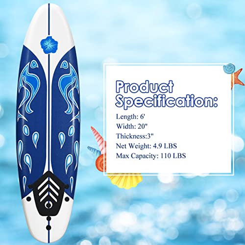 image for Giantex Surfboard, 6 Ft Stand Up Surfing Board w/ 3 Detachable Fins, S