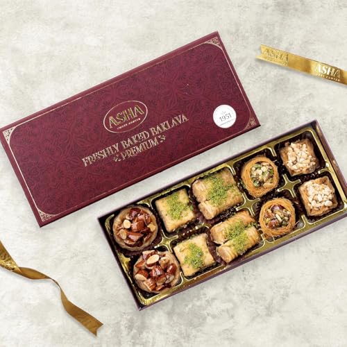 Image of ASHA SWEET CENTER Baklava Assorted Sweets 250 Grams - Pack of 1 | Premium Sweet Perfect for Gifting and Snacking | Turkish Delight Made With Fresh Ingredients