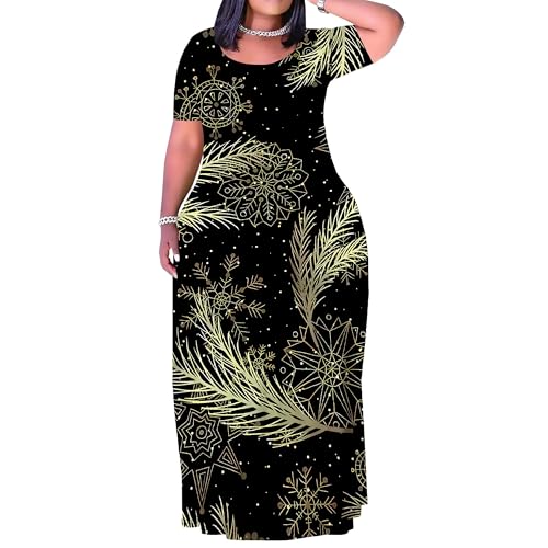 Image of PinkPatty Plus Size Maxi Dress for Women Summer Casual Short Sleeve Tshirt Dresses with Pockets (XL-6XL)