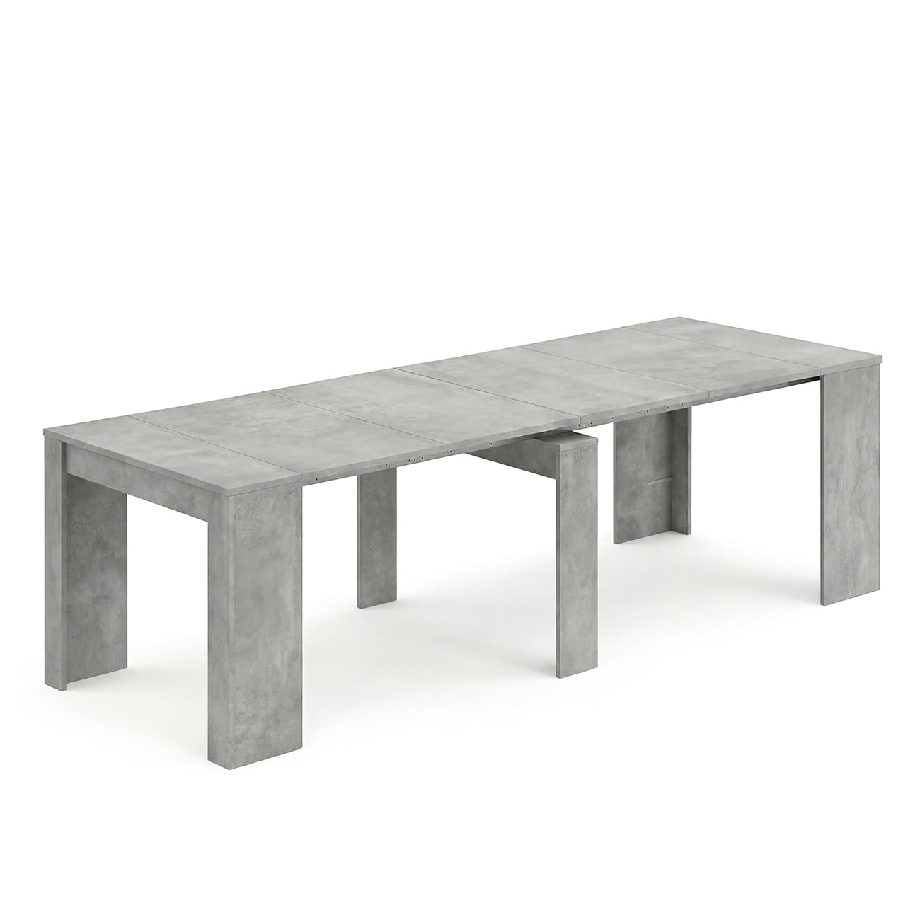 duehome | Mesa de Comedor, Consola, Mesa Extensible, Mesa para Salon, Recibidor o Cocina, Acabado en Cemento, Modelo Denis, Medidas: 50-235 cm (Largo) x 90 cm (Ancho) x 78 cm (Alto)