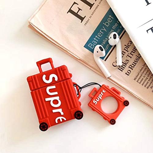 Airpods Case, Airpods Case Cover, Full Protective Durable Shockproof Drop Proof with Keychain Compatible with Apple Airpods Fashion Cases for Boys Men Son Boyfriend Guys (Red)