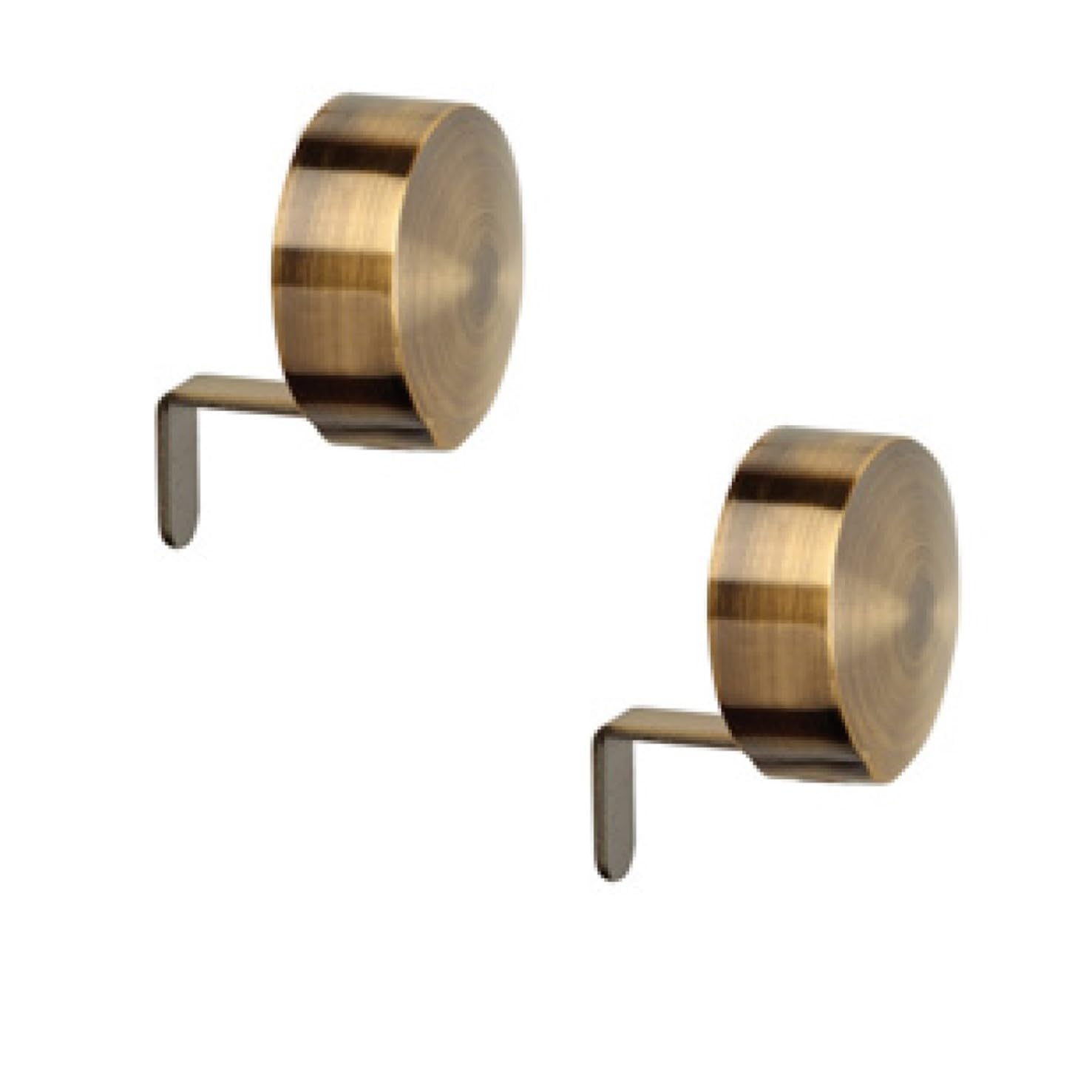 Abc Decor Antique Brass Trade Pole 28Mm Curtain Pole Finials, Pole Ends, Pack Of 2, (End Cap)