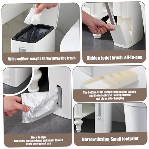 Cubo de basura estrecho rectangular ideal para organizar baños pequeños 4