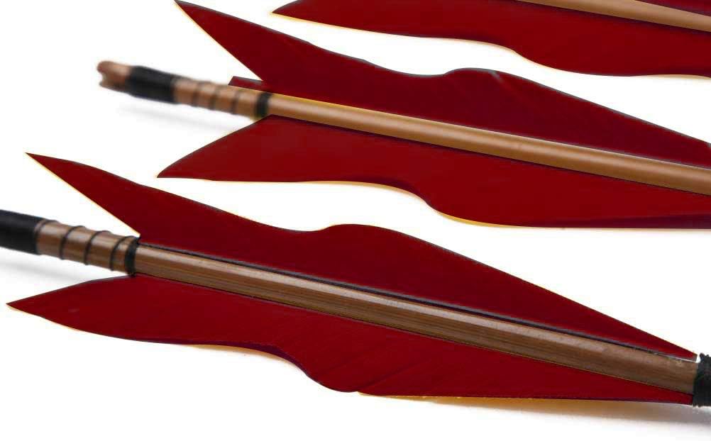 Archery Bamboo Arrows, 32 inch Traditional Hunting Practice Target Arrow 5" Turkey Feathers Fletching Recurve Bow Longbow(Pack of 12)