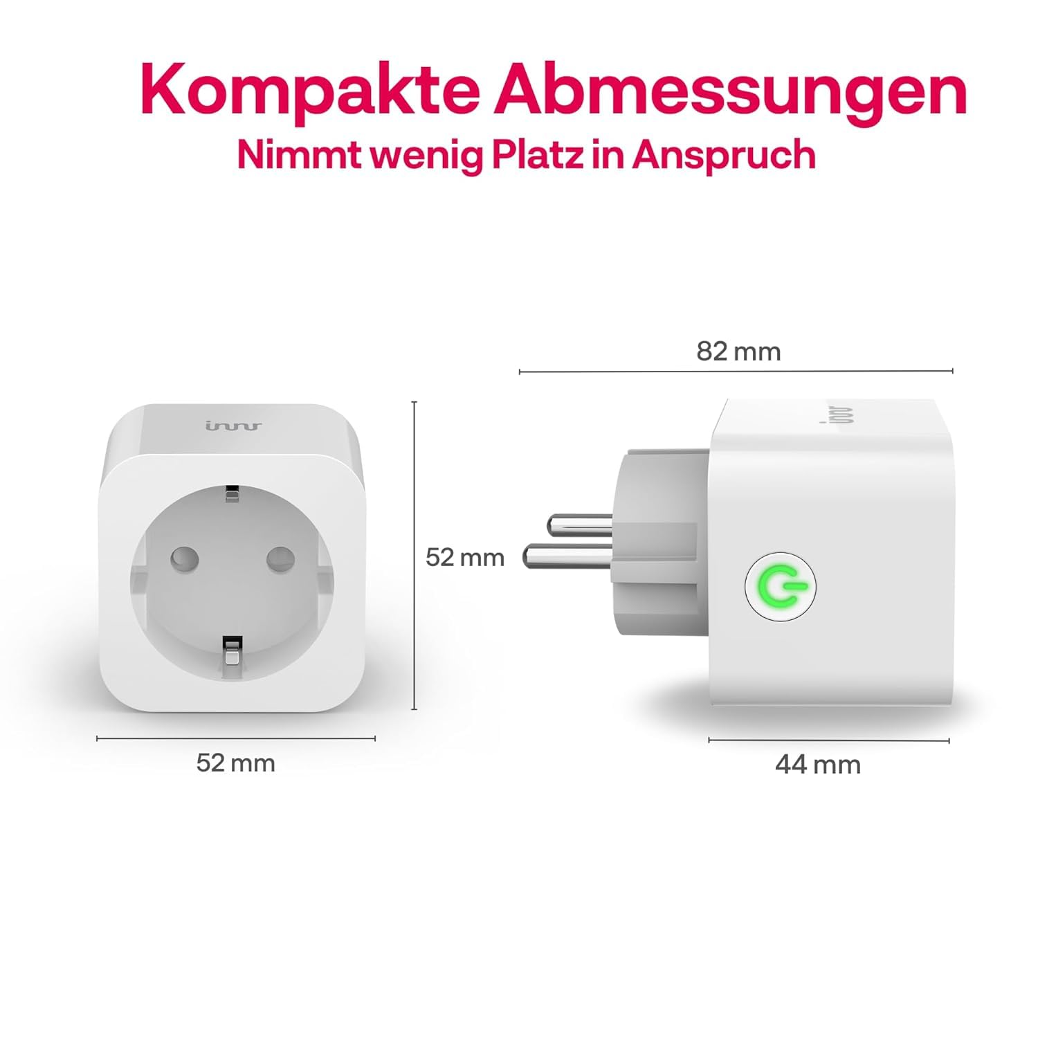 Innr Smart Plug, funktioniert mit Hue* und Alexa (Bridge erforderlich), Zigbee Repeater, 16A Steckdose mit Strommessung, 2 Stück