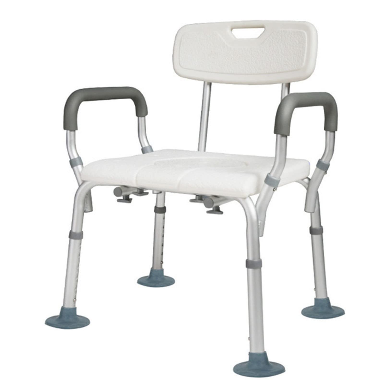 Silla de Ducha con Brazos y Respaldo - con Asiento en Forma de U - Marco Elevador de Inodoro - Taburete de Ducha de bañera Ajustable en Altura - Soporta hasta 300 Libras - Silla de