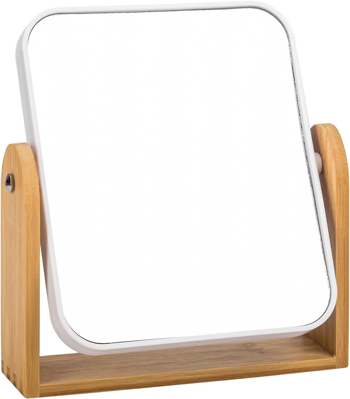 Miroir De Maquillage Double Face 1x/3x Avec Cadre En Bambou - Rotatif 360°, Idéal Table Et Déco