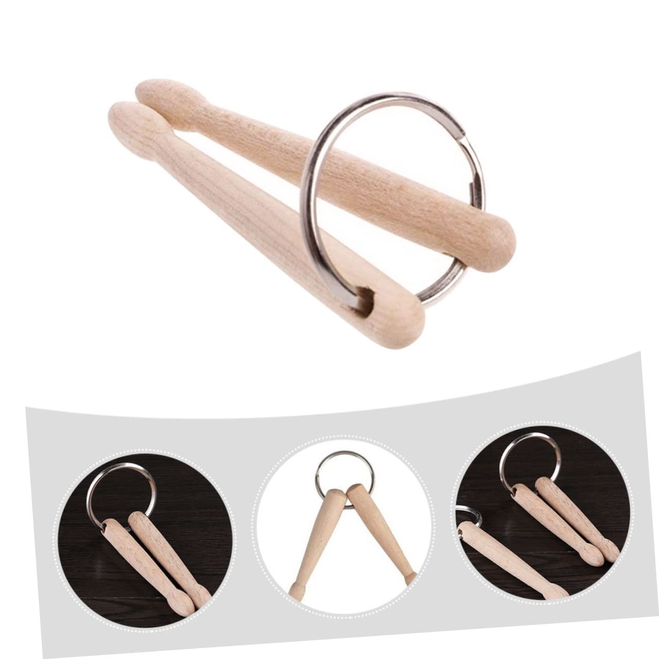 SHOWERORO 10 Stücke Einzigartige Trommel Keychain -legierung Holz Schlüssel Niedlichen Schlüsselring Für Tasche Decor