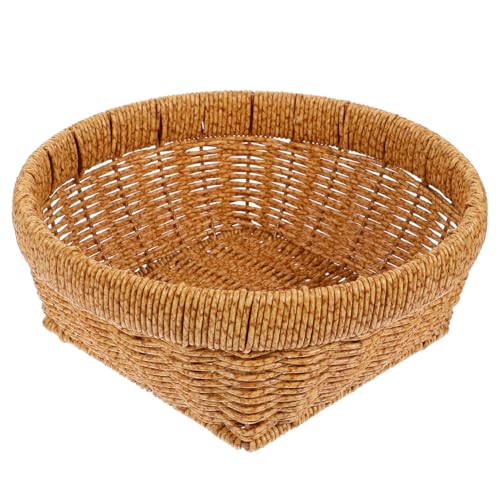 Gatuida Cesta de Almacenamiento de Ratán Sintético Resistente para Frutas y Huevos Cesta Multifuncional Tejida Mano para Uso Doméstico Cocina y Encimera Mediano Diseño Duradero y Práctico