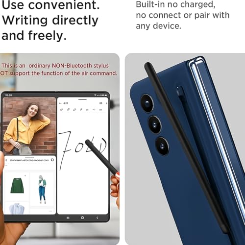 Image of TechTrendz Ultra Slim Premium Case for Samsung Galaxy Z Fold 7 with Built in Compact S Pen Holder and Storage Slot (Fold 7 - Dark Blue)