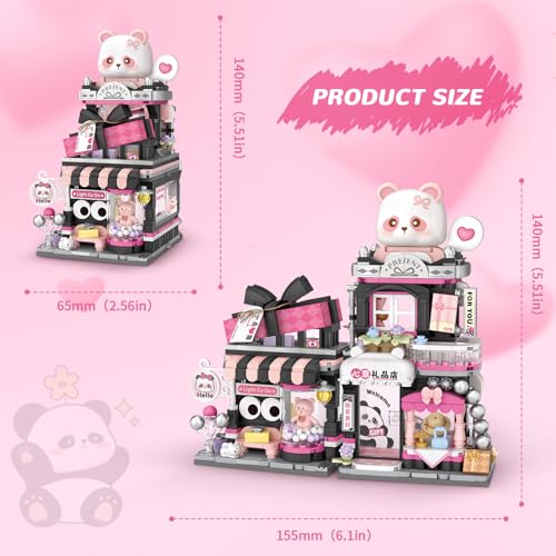 Image of Street View Gift Shop Mini Building Blocks, MOC Creative Building Toys Cute Panda Animals Building Set for Girls 6-12, Simulation Architecture Construction Toy, Gift Idea for Kids Adults (938 PCS)