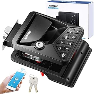 Kohree RV Lock Keyless Entry Backlit Keypad, Waterproof Control Door Lock Latch Handle with Knob Deadbolt, via Phone App/Remote Key/Password, for Travel Trailer Camper