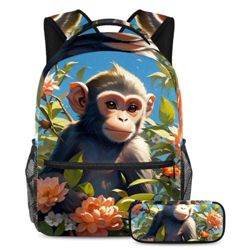 Sac à dos 29.4x20x40cm multicolore avec sa trousse assortie