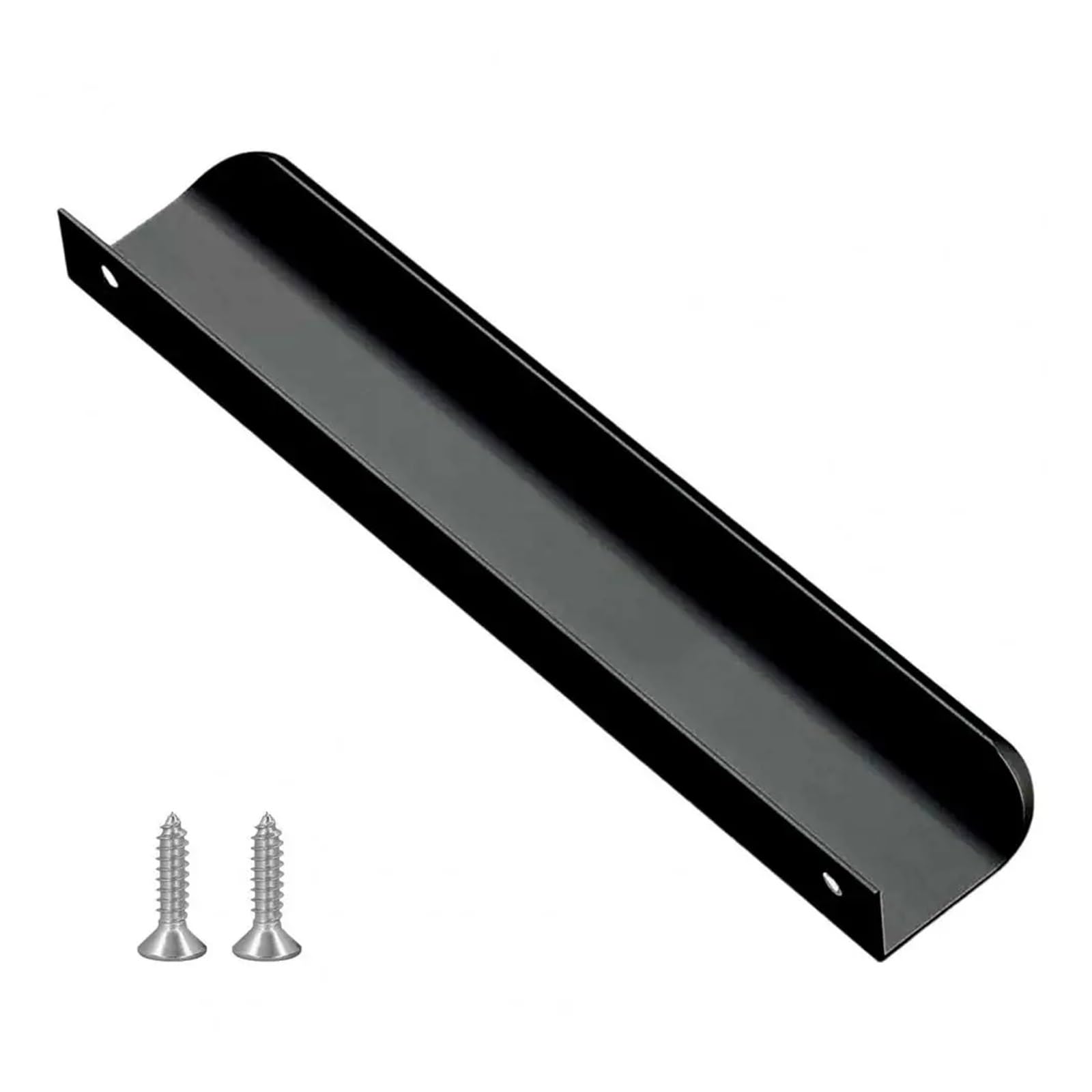 Maryear Handle 4pcs Finger Pull Hidden Cabinet Handle Polished Surface Rounded Edge Concealed(Black,12cm)