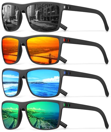 Square Polarized Sunglasses for Men Vintage Style Driving Travel Sun Glasses Lightweight Frame UV Protection Goggles