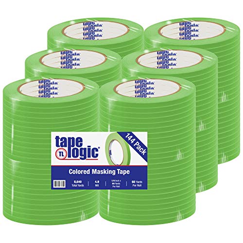 Image of Aviditi Tape Logic 1 /4 Inch x 60 Yards, General Purpose Colored Masking Tape, Light Green (Pack of 144) - Great for Home, Office, Arts, Crafts, DIY, Labeling and Coding
