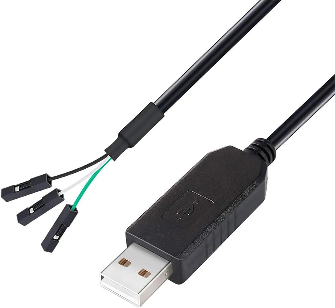 DTech FTDI - Adattatore seriale USB a TTL, 3,3 V, cavo di debug TX RX Signal 3 pin, presa FT232RL, chip per Windows 10 8 7 Linux MAC OS (1 m, nero)