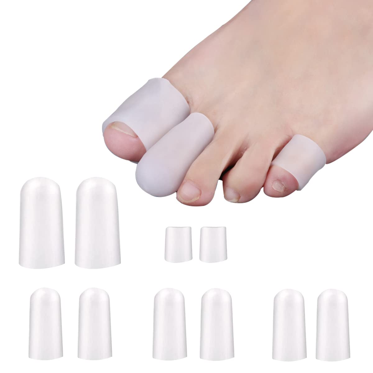 MAYCREATE® 10Pcs Soft Gel Toes Protector Toe Separator for Women Men, Protective Toe Caps Sleeves Tube Guards for the Recovery of Corns, Blisters, Hammer Toes, Toenails Missing/Ingrown-image-32