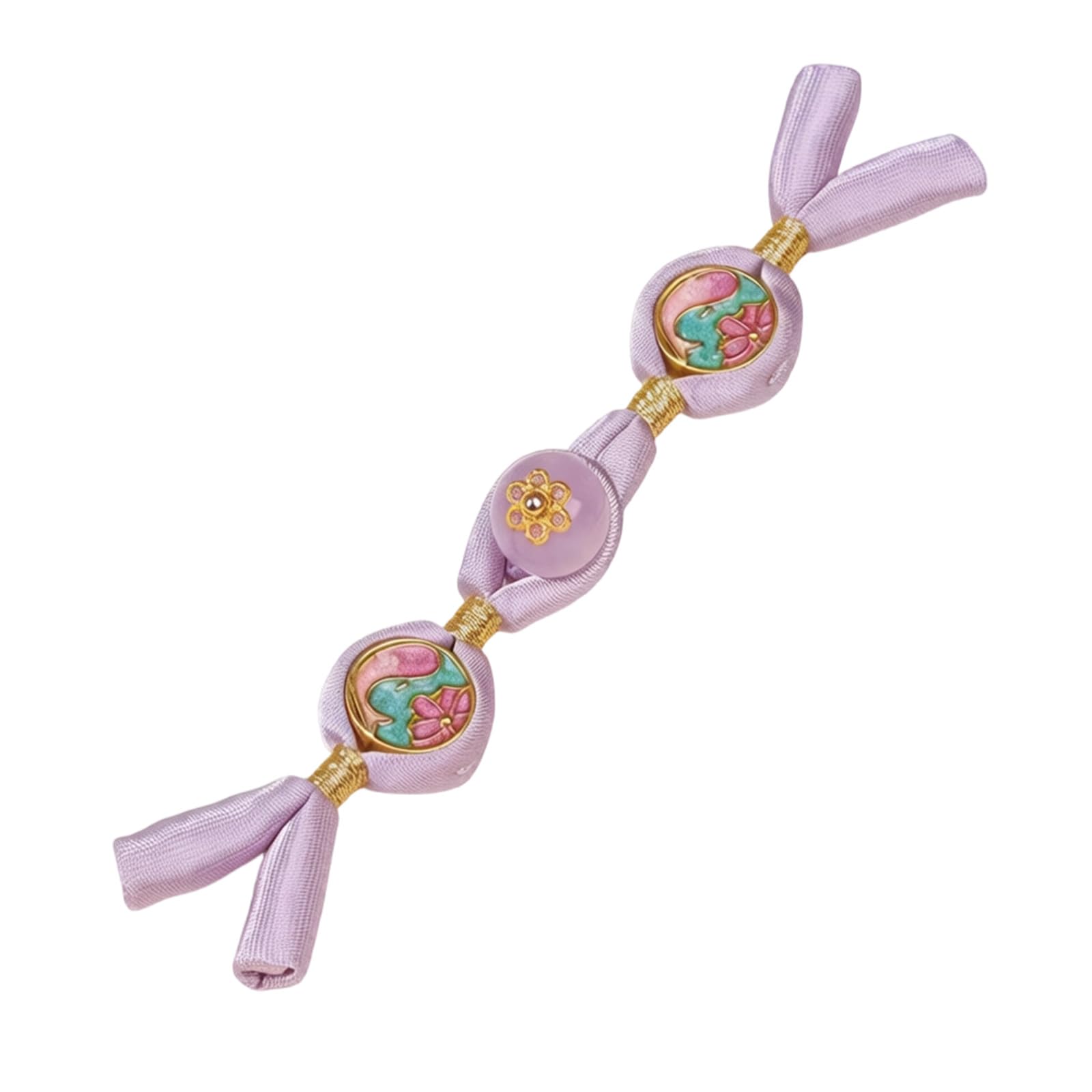 ljhnba Chinese Traditional Dress Decoration with Round Fortunes Symbol and Elegant Silk Tassels Sewing Accessory Set