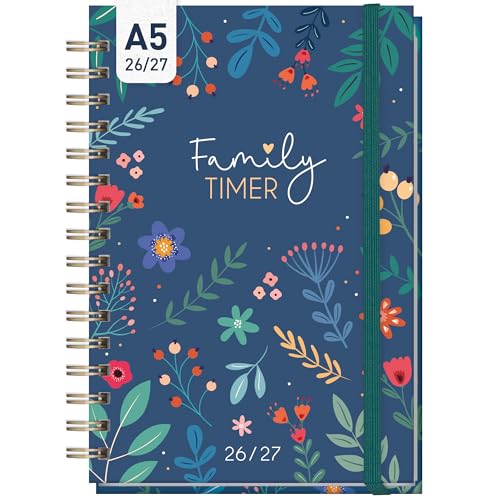 Häfft Family-Timer Familien-Planer 2026 2027 A5 Color Flowers