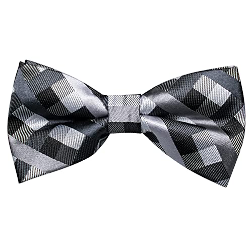 Image of Hi-Tie Bow Ties for Men Pre-Tied Pocket Square with Cufflinks Mens Bowtie Sets for Wedding Formal Party