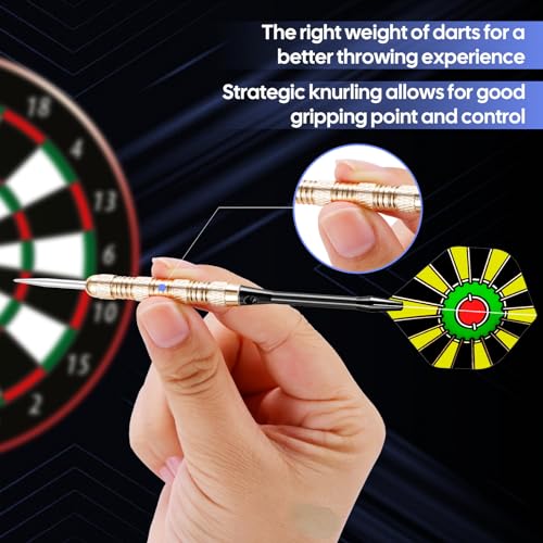 51Ysh+YnbsL GOFOWRK 18 Pack Steel Tip Darts, Premium Aluminum Shafts Professional Metal Darts Set, Darts Set for Beginner or Professional with 6 Style PET Flights and Dart Sharpener - Image 4