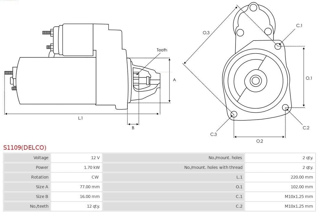 Motor de arranque Delco S1109 (DELCO)