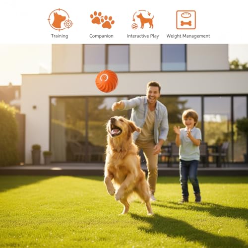 2 Pack USB Rechargeable Smart Dog Toy Ball – Interactive Rolling Pet Exercise Ball with LED Lights, Automatic Motion, Durable ABS Build for Dogs and Puppies - Image 3