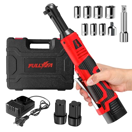 FULLYEA Cordless Electric Ratchet Wrench Set, 40 Ft-lbs, 550 RPM Power Ratchet,16.8V electric...