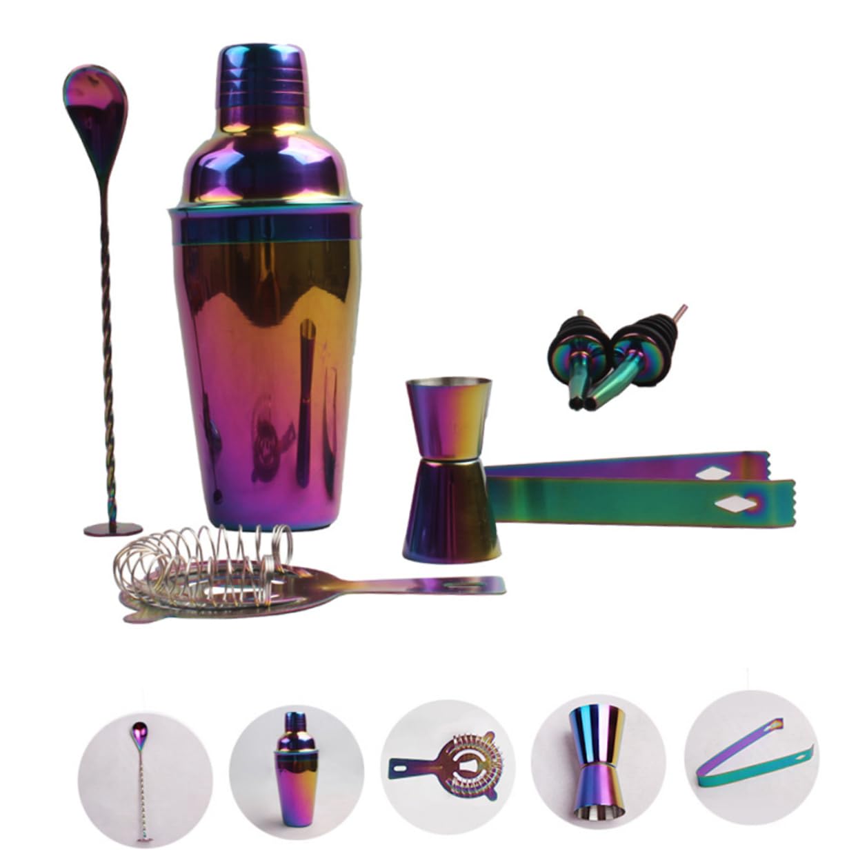 Set Accessori per Cocktail 8 Pezzi Shaker 750ml in Acciaio Inossidabile Sigillo per Uso Casa e Ristorante