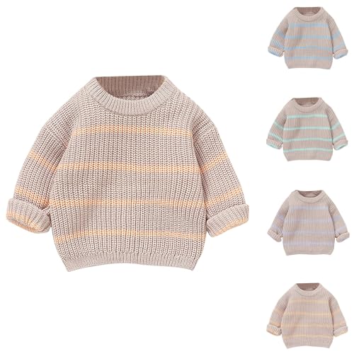Winter Stripe Knitted Pullover for Kids Boys Girls Thicken Warm Long Sleeve Knit Sweater Child Unisex Fleece Top4
