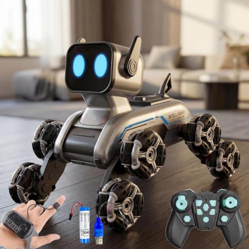 Image of VikriDA Remote Control Cars for Kids Adults, 8WD Gesture Sensor RC Stunt Car with Light, Music, RC Robot Dog Toys,Birthday Toy for 6 7 8 9 10 11 12 13 Years Old Boys Girls Kids,Black