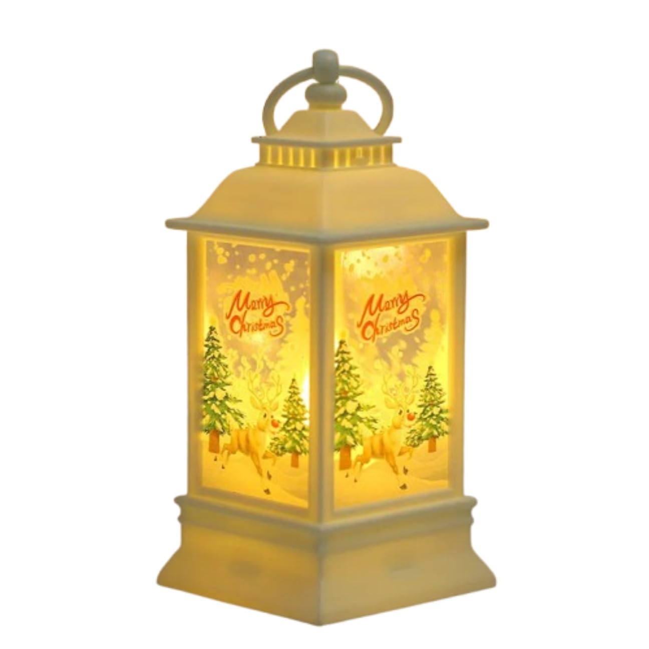 OAKHIVE Christmas Flame Lantern Hanging Wind Lamp – Battery Powered Indoor Outdoor Xmas Candle Lanterns – Decorative Home Hanging Lanterns for Christmas Holiday Party Décor (Elk)