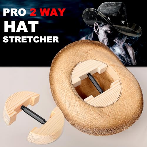 Image of Hat Stretcher for Fitted Hats, Cowboy Hat Stretcher Fitted Hat 7 to 8 1 /2, Adjustable Wooden Hat Jack Stretcher Fits All Caps