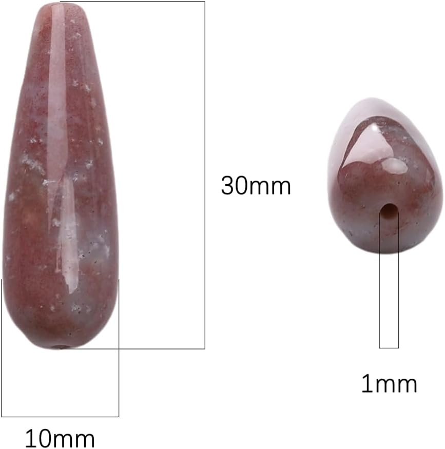 Natural Indian Agate Teardrop Stone Beads 10x30mm 12pcs Dangle Earring Charm for DIY Jewelry Making - Image 3