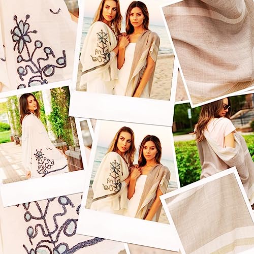 | Womens Fashion Graphic Stripe Golden Hue Scarf in Taupe | 100% Soft Wool | 77"x30" | Made in India | Breathable Lightweight Soft Wraps4